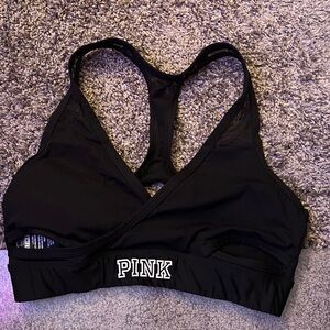 PINK Victoria's Secret Black Racerback Sports Bra
